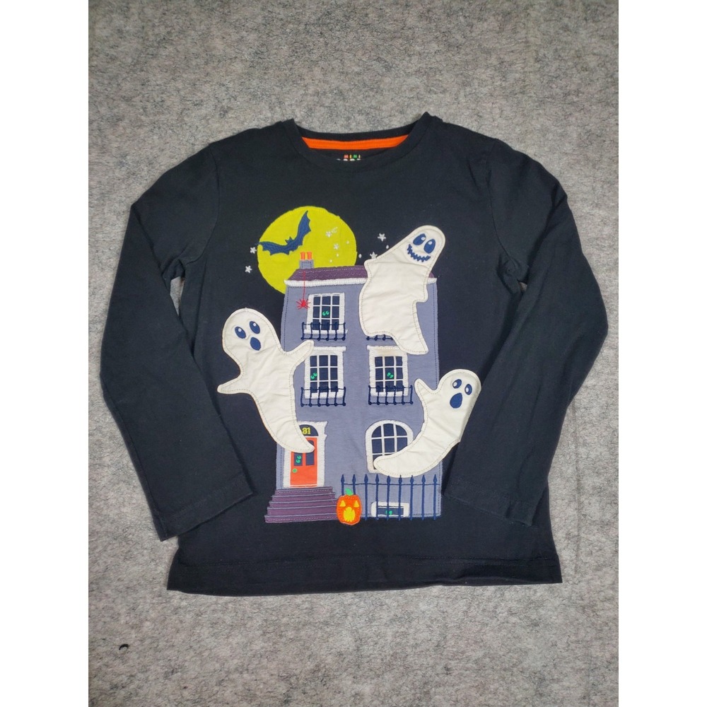 Mini Boden Ghost Haunted House T-Shirt Glow In The Dark Halloween Size 7-8 years